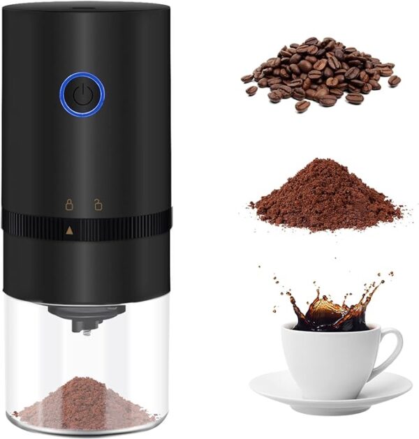 Portable Electric Burr Coffee Grinder,Mcbazel Electric Rechargeable Mini Coffee Grinder with Multiple Grinding Settings-Black