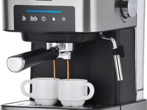Tru Touch Screen Espresso Maker – Espresso Machine for Cappuccinos, Lattes & More – Includes Steam Wand, Cup Warmer & Drip Tray – Espresso Coffee Machine for the Kitchen – 56-Ounce Water Tank